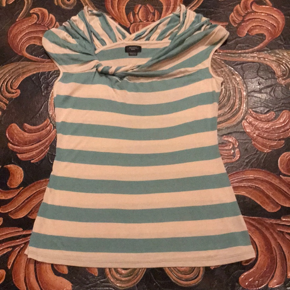 Anthropologie DELETTA Striped Gathered Blouse M